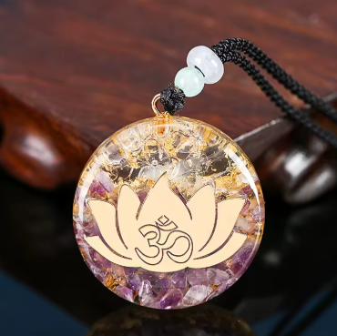 Sacred Shield Lotus Amethyst Protection Pendant