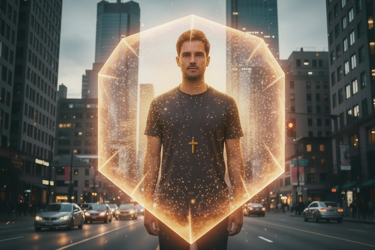 Sacred Shield Tiger's Eye Christ Pendant Necklace